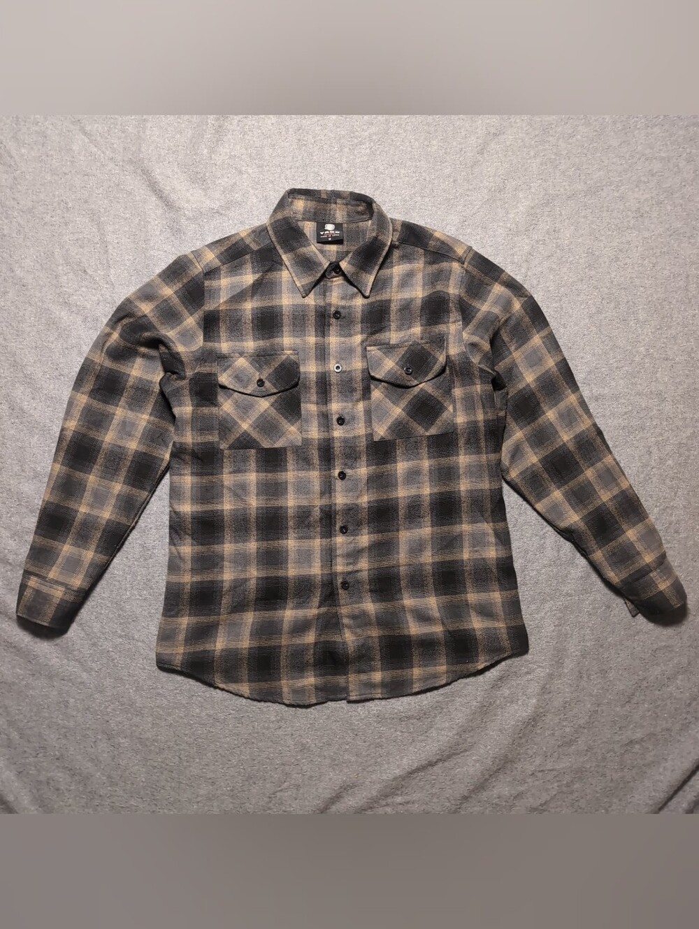 YAGO Brown Black Men's Casual Plaid Flannel Long Sleeve Button Down Shirt Fall
